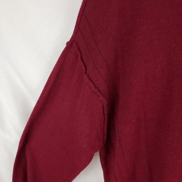 Leighton Burgundy Sweater Oversized Baggy Side Slits Scoop Neck Soft Size Large - Picture 7 of 11